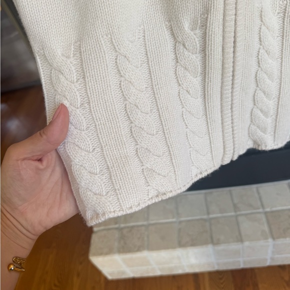 Collection Fifty Nine Cream Cable Knit Zip Front Cashmere Sweater - Picture 6 of 8